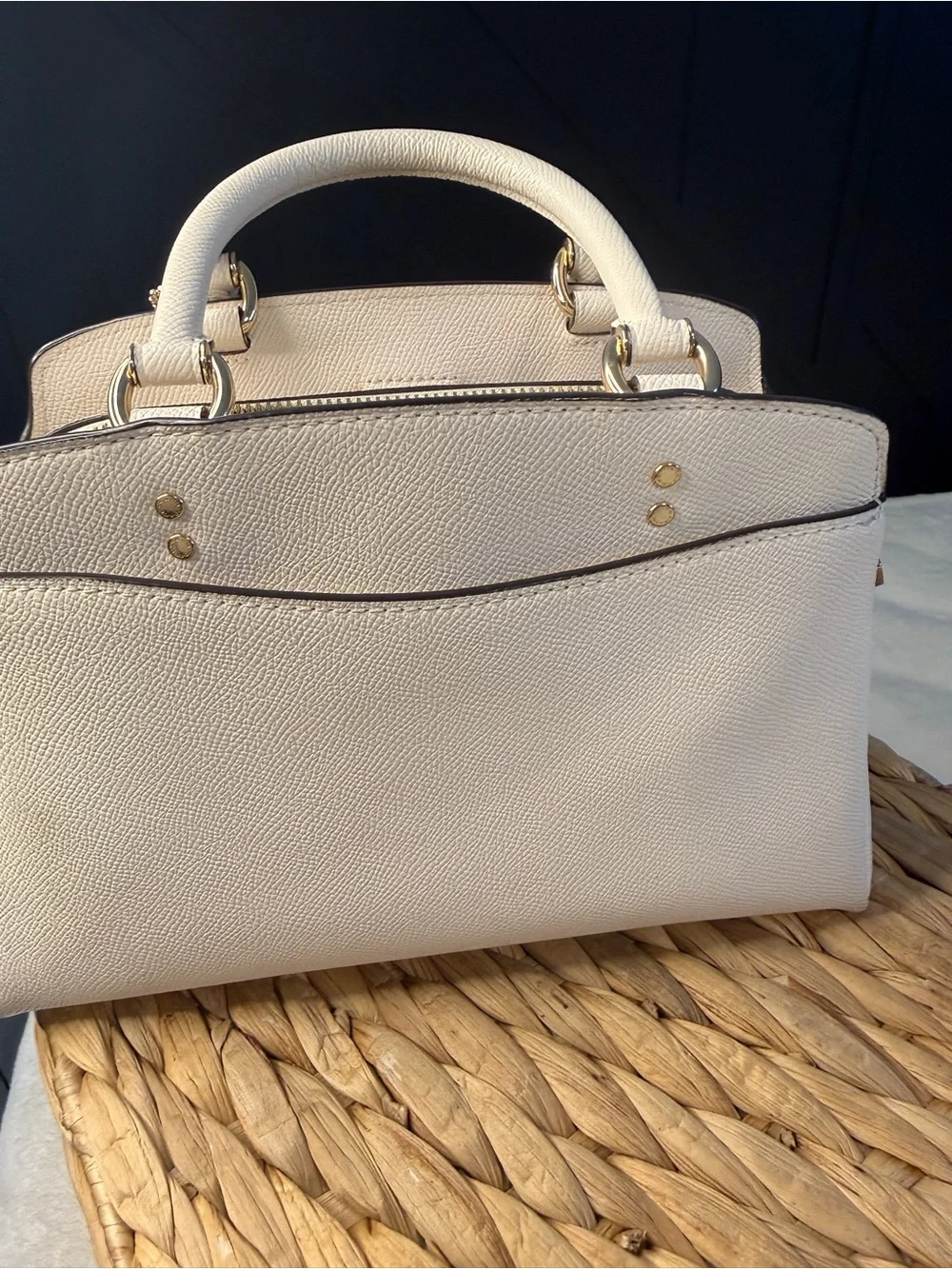 Coach Lillie Carryall in Chalk Crossgrain Leather - Structured Satchel